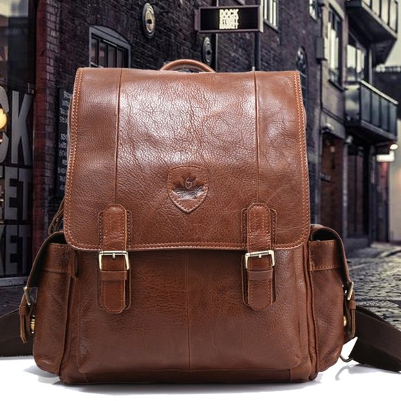 Men Backpacks 100% Genuine Leather Men's Travel